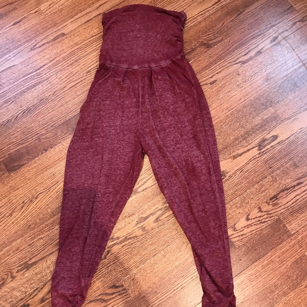 Maroon strapless jumpsuit
